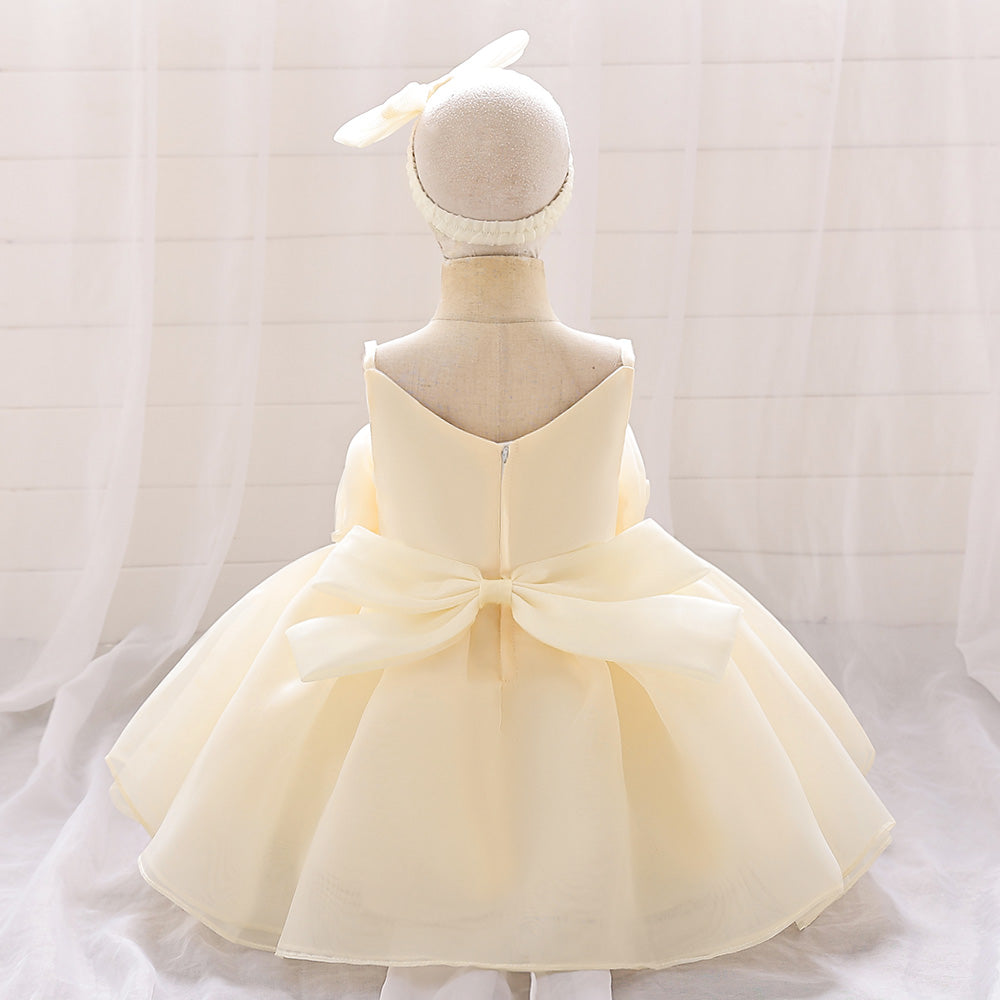 Elara Rosette Organza Dress- Off White - Twisty Locks  - Kids and Women Hair Accessories, Fashion Clothing and Jewellery India
