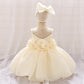 Elara Rosette Organza Dress- Off White - Twisty Locks  - Kids and Women Hair Accessories, Fashion Clothing and Jewellery India