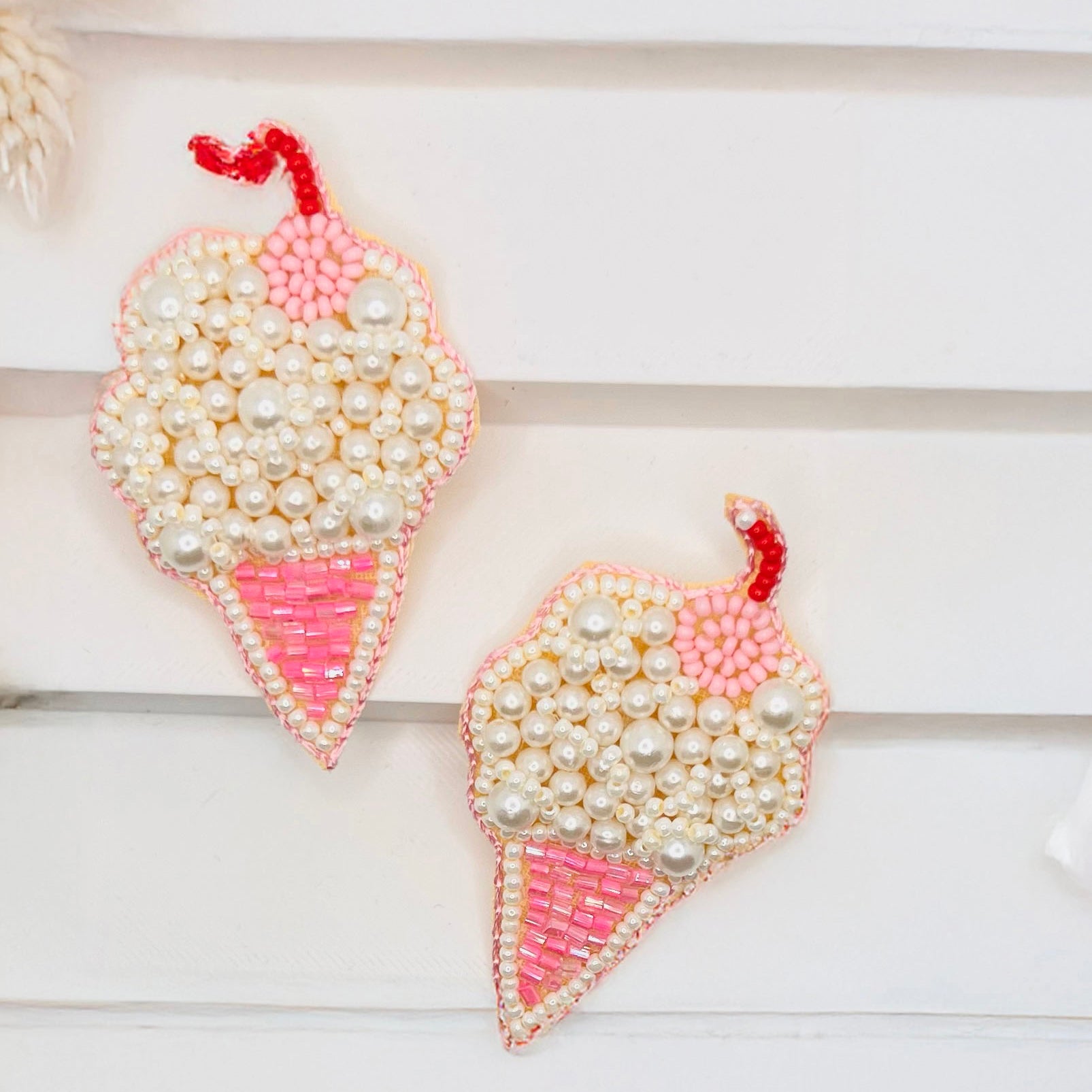 Icecream Embroidered Hair Clips Set - Twisty Locks  - Kids and Women Hair Accessories, Fashion Clothing and Jewellery India