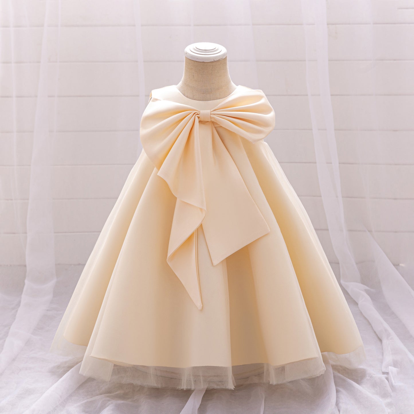 Ivory Whirl Bow Organza Dress - Twisty Locks  - Kids and Women Hair Accessories, Fashion Clothing and Jewellery India