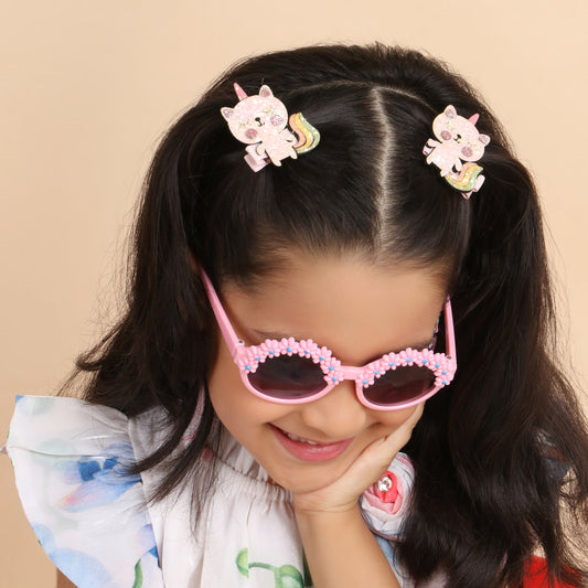 Kitty Unicorn Clips - Set of 2 - Twisty Locks  - Kids and Women Hair Accessories, Fashion Clothing and Jewellery India