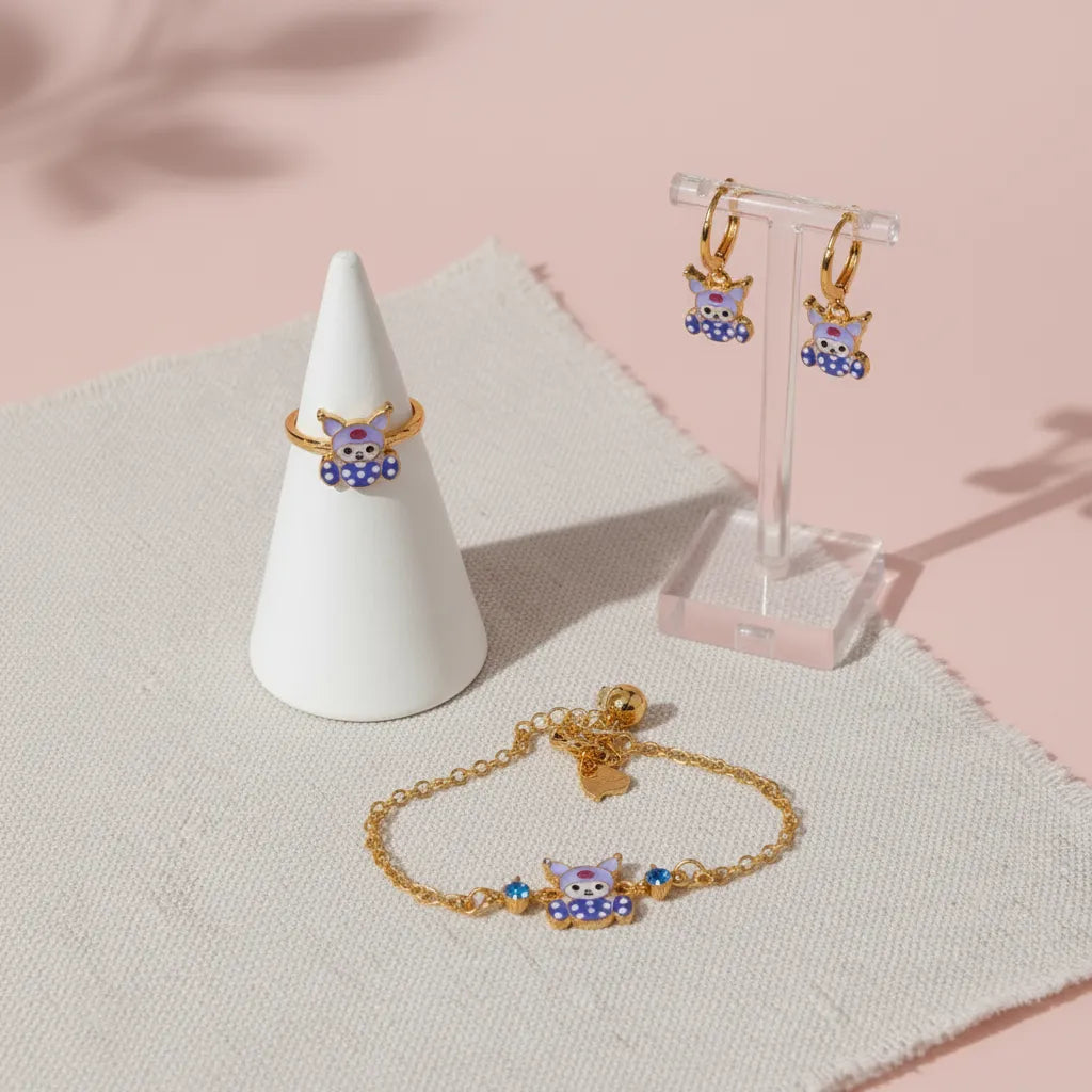 Kuromi Jewellery Set - Twisty Locks  - Kids and Women Hair Accessories, Fashion Clothing and Jewellery India