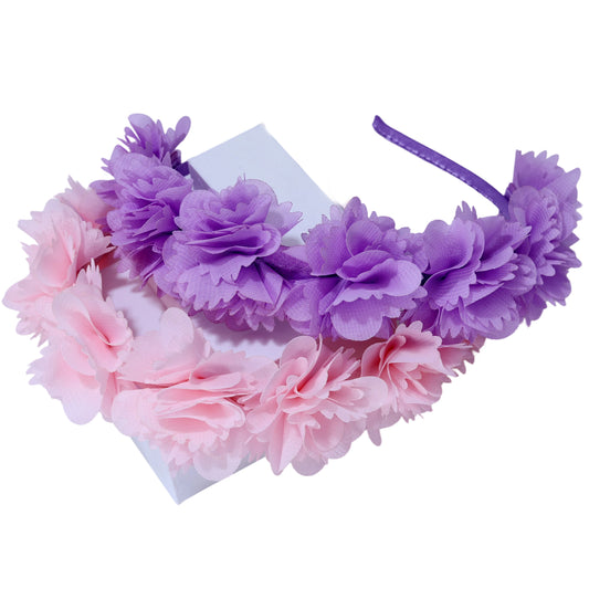 Light Pink & Lavender Petal Halo Hairbands - Set of 2 - Twisty Locks  - Kids Hair Accessories India