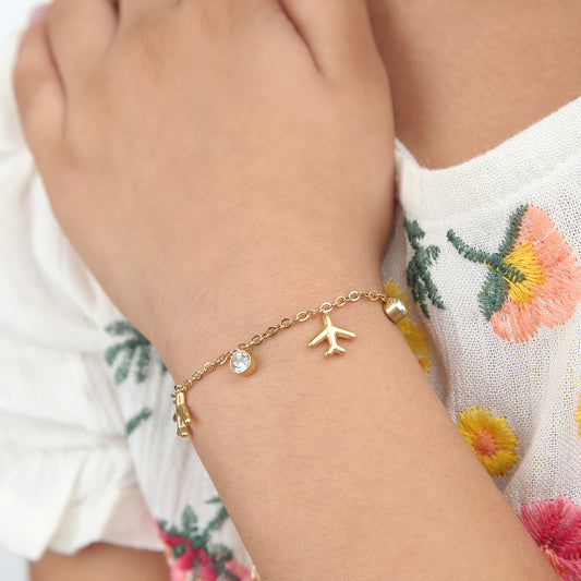 Little Flyer 18K Gold Plated Children's Bracelet - Twisty Locks  - Kids and Women Hair Accessories, Fashion Clothing and Jewellery India