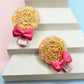 Lollipop Clip - Pink & Yellow Set of 2 - Twisty Locks  - Kids and Women Hair Accessories, Fashion Clothing and Jewellery India