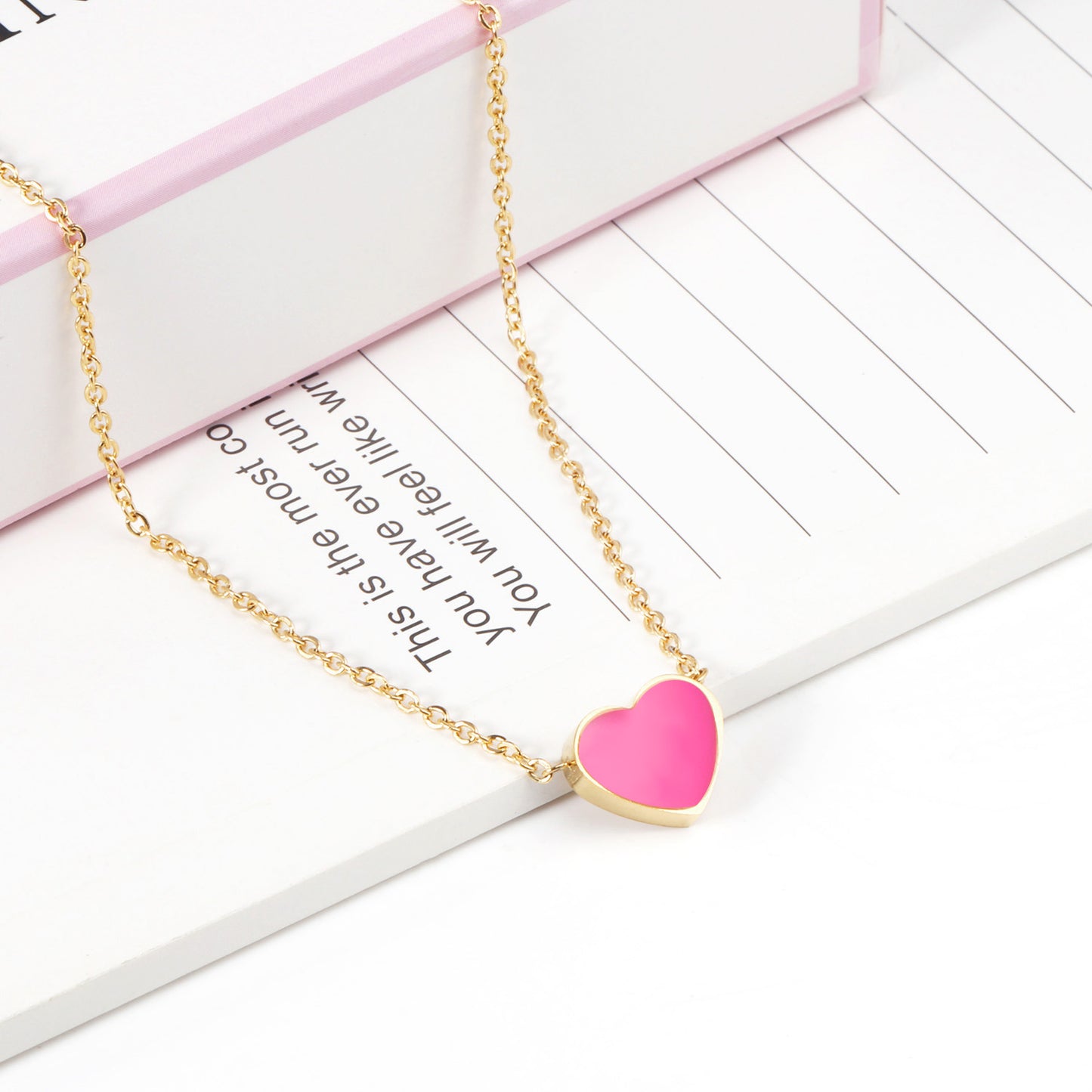Pink Heart 18K Gold Plated Children's Necklace
