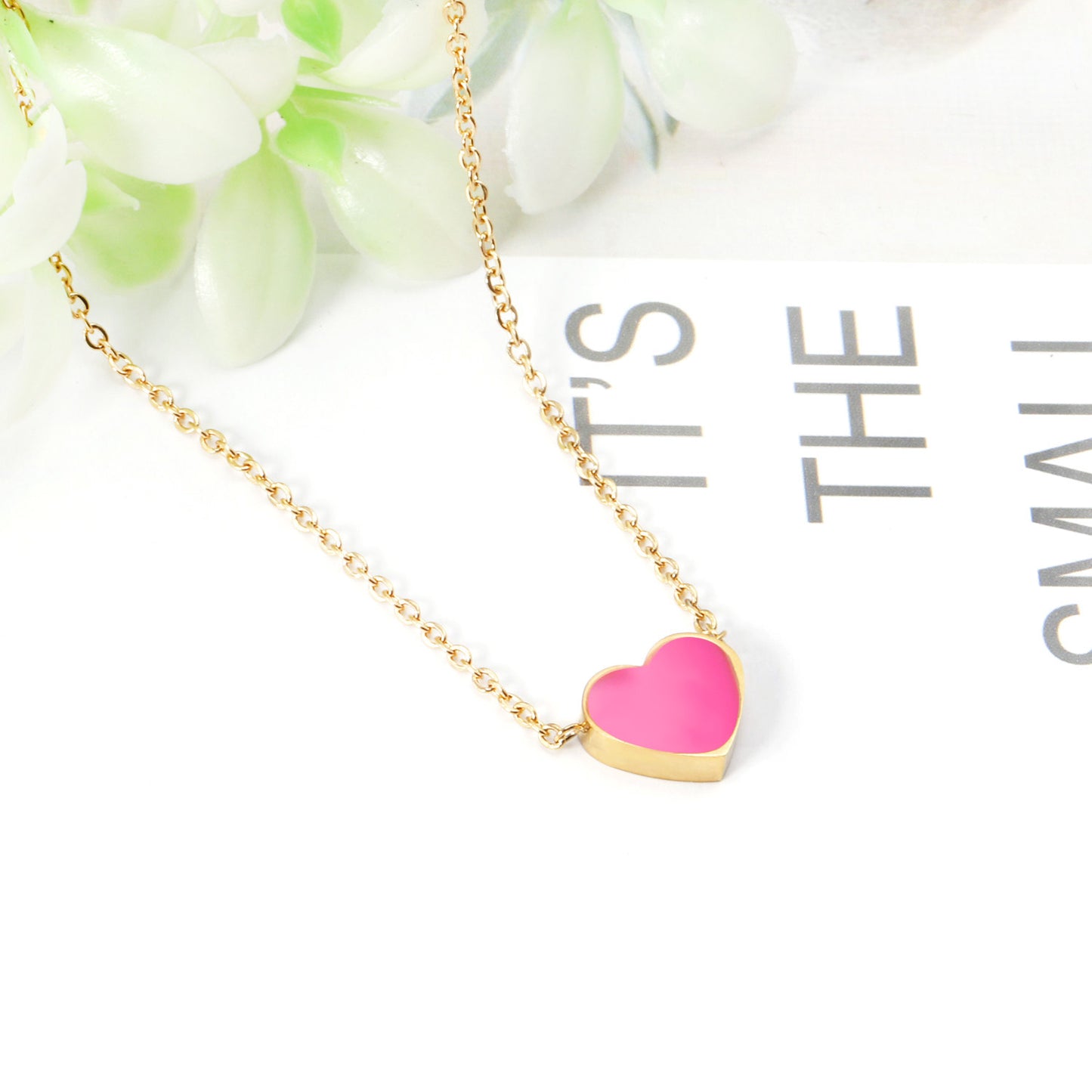 Pink Heart 18K Gold Plated Children's Necklace