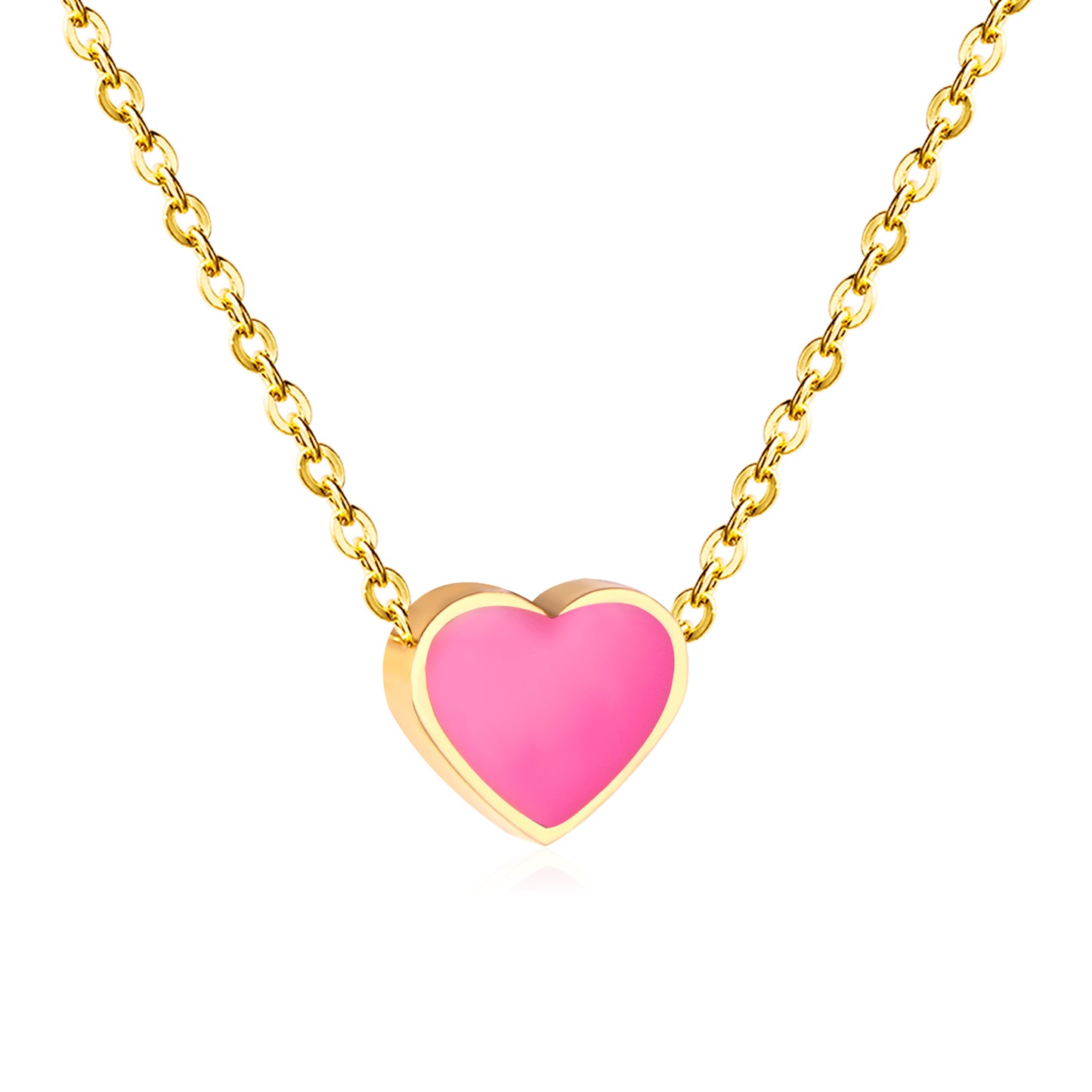 Pink Heart 18K Gold Plated Children's Necklace