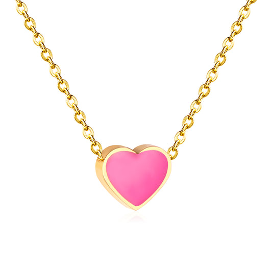 Pink Heart 18K Gold Plated Children's Necklace