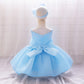 Elara Rosette Organza Dress- Blue - Twisty Locks  - Kids and Women Hair Accessories, Fashion Clothing and Jewellery India