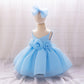 Elara Rosette Organza Dress- Blue - Twisty Locks  - Kids and Women Hair Accessories, Fashion Clothing and Jewellery India