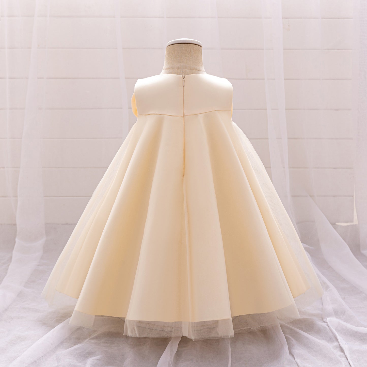 Ivory Whirl Bow Organza Dress - Twisty Locks  - Kids and Women Hair Accessories, Fashion Clothing and Jewellery India