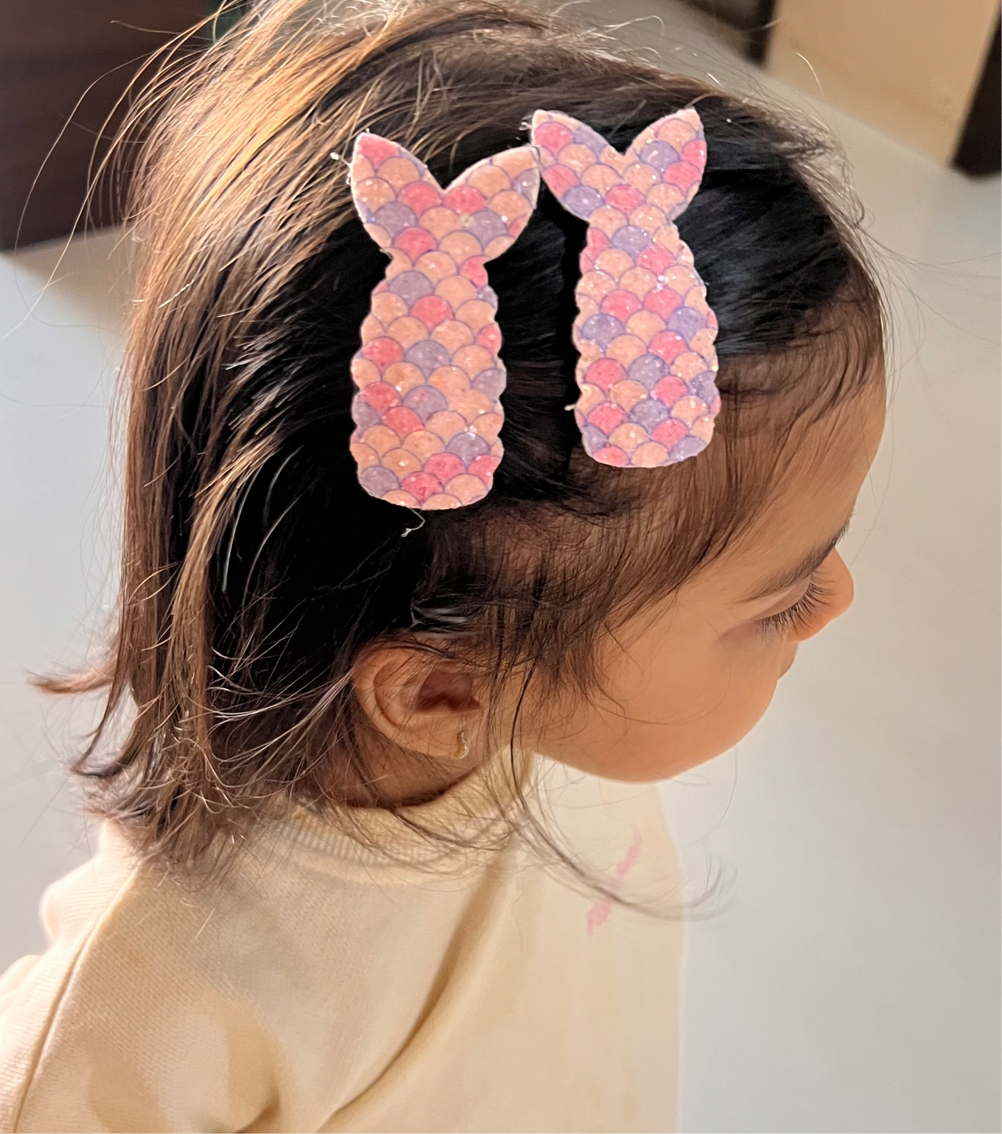 Mermaid Tail Glittery Purple Tic Tac Clips – Set of 2 - Twisty Locks  - Kids and Women Hair Accessories, Fashion Clothing and Jewellery India