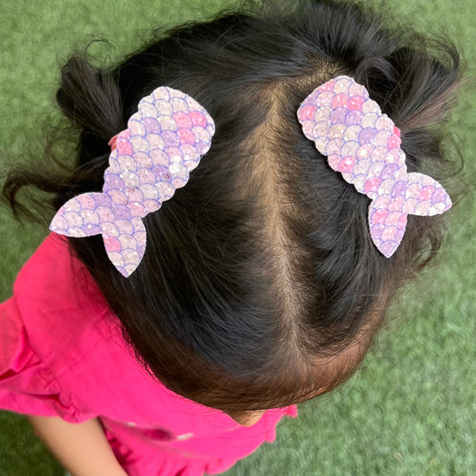 Mermaid Tail Glittery Purple Tic Tac Clips – Set of 2 - Twisty Locks  - Kids and Women Hair Accessories, Fashion Clothing and Jewellery India