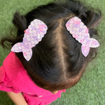 Mermaid Tail Glittery Purple Tic Tac Clips – Set of 2