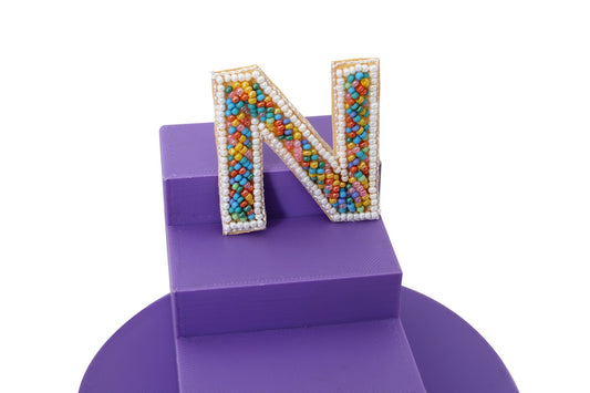 Multicolour Embroidered Alphabet Clip - Twisty Locks  - Kids Hair Accessories India