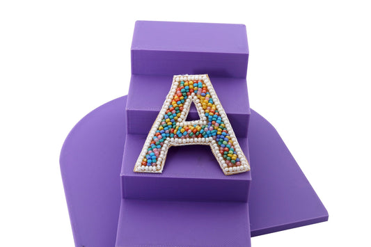 Multicolour Embroidered Alphabet Clip - Twisty Locks  - Kids Hair Accessories India