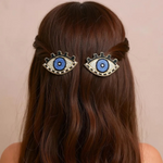 Evil Eye Embroidered Hair Clips Set