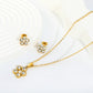 Four-Leaf CZ Cluster 18K Gold-Plated Jewellery Set (3 Pcs)