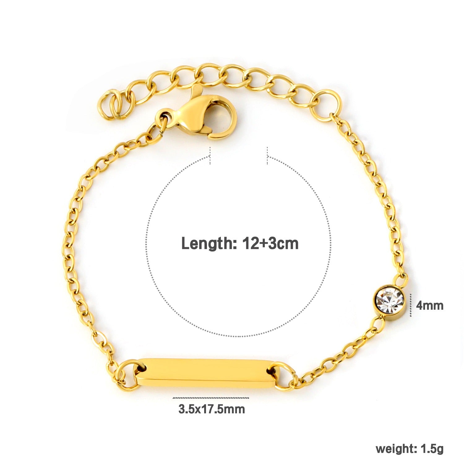 Solitaire Customised bracelet flat lay – 18K gold plated personalised jewellery by Twisty Locks