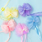 Peach Ribbon & Pearl Tail Bows - Set of 2 - Twisty Locks  - Kids Hair Accessories India