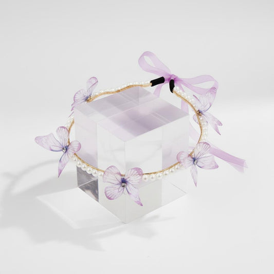 Pearl and Organza Butterfly Party Hairband - Twisty Locks  - Kids and Women Hair Accessories, Fashion Clothing and Jewellery India