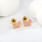 Pink Bow 18K Gold Plated Children's Earrings - Twisty Locks  - Kids Hair Accessories India