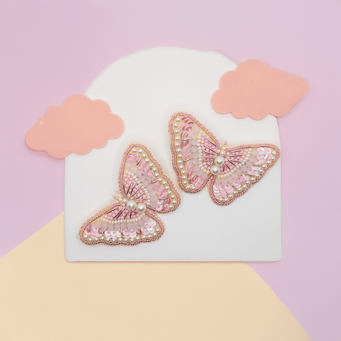 Pink Butterfly Embroidered Hair Clips Set - Twisty Locks  - Kids and Women Hair Accessories, Fashion Clothing and Jewellery India