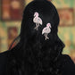 Pink Flamingo Embroidered Hair Clips Set - Twisty Locks  - Kids and Women Hair Accessories, Fashion Clothing and Jewellery India