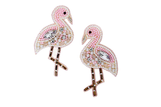 Pink Flamingo Embroidered Hair Clips Set - Twisty Locks  - Kids and Women Hair Accessories, Fashion Clothing and Jewellery India
