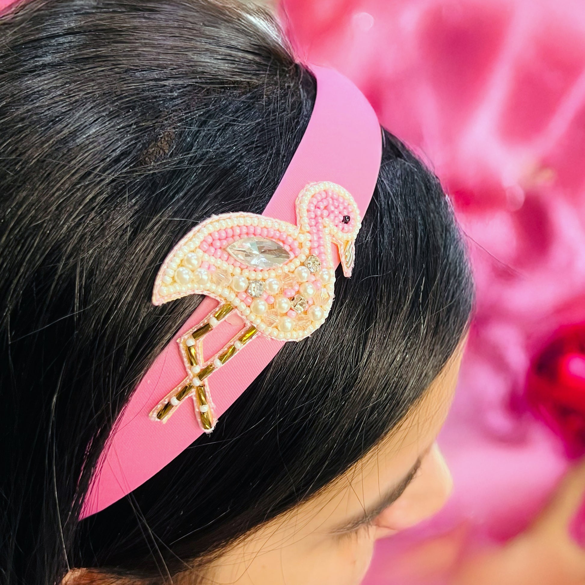 Pink Flamingo Hairband - Twisty Locks  - Kids Hair Accessories India