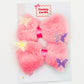 Pink Furry Bow Clips - Set of 2 - Twisty Locks  - Kids and Women Hair Accessories, Fashion Clothing and Jewellery India