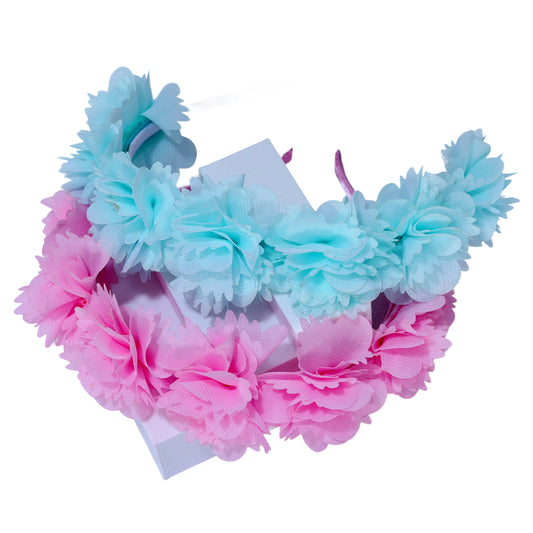Pink & Mint Blue Petal Halo Hairbands - Set of 2 - Twisty Locks  - Kids Hair Accessories India
