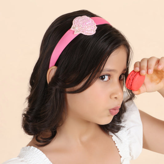 Pink Seashell Hairband - Twisty Locks  - Kids Hair Accessories India