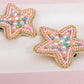 Pink Stars Embroidered Hair Clips Set - Twisty Locks  - Kids and Women Hair Accessories, Fashion Clothing and Jewellery India