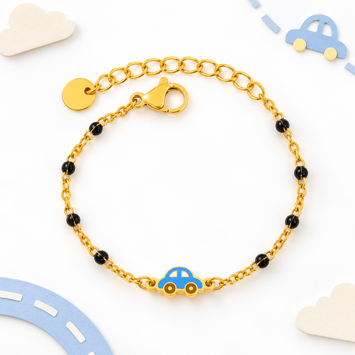 Blue Car Nazariya 18K Gold Plated Children's Bracelet