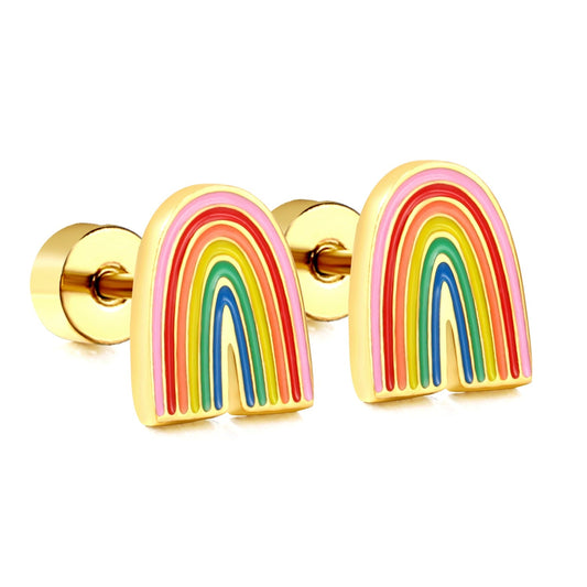 Rainbow 18K Gold Plated Children's Earrings - Twisty Locks  - Kids Hair Accessories India