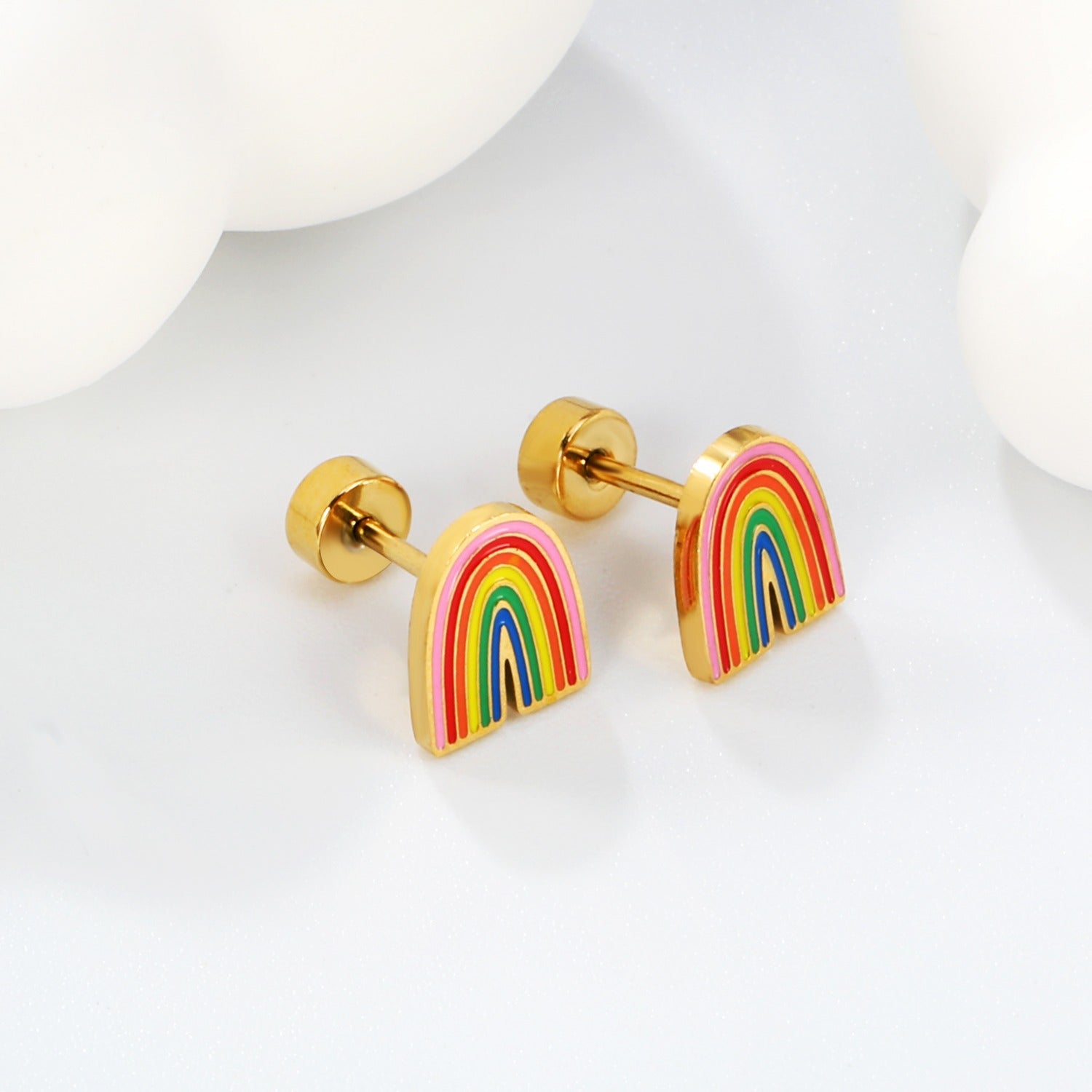 Rainbow 18K Gold Plated Children's Earrings - Twisty Locks  - Kids Hair Accessories India