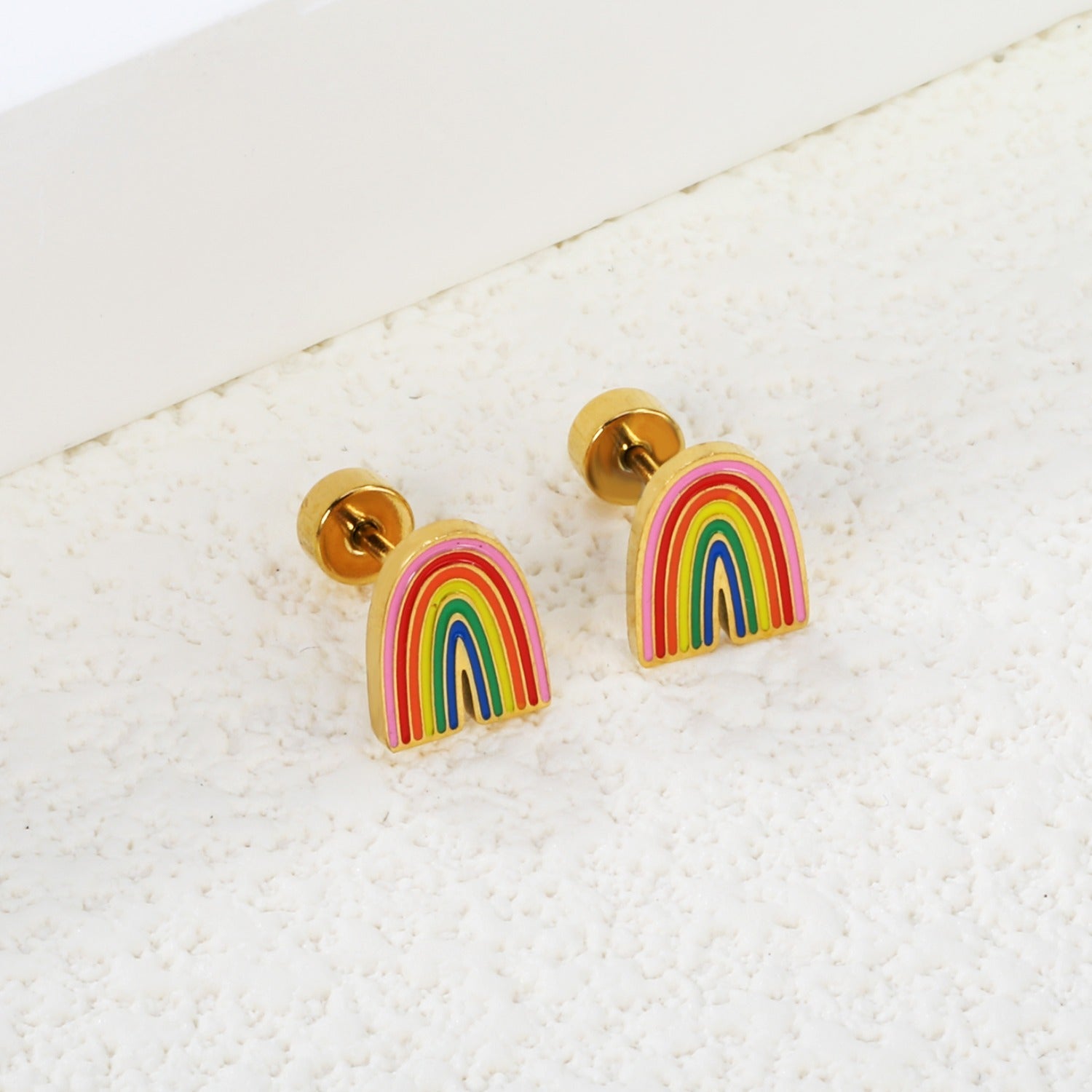 Rainbow 18K Gold Plated Children's Earrings - Twisty Locks  - Kids Hair Accessories India