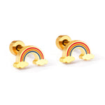 Rainbow Cloud 18K Gold Plated Children's Earrings