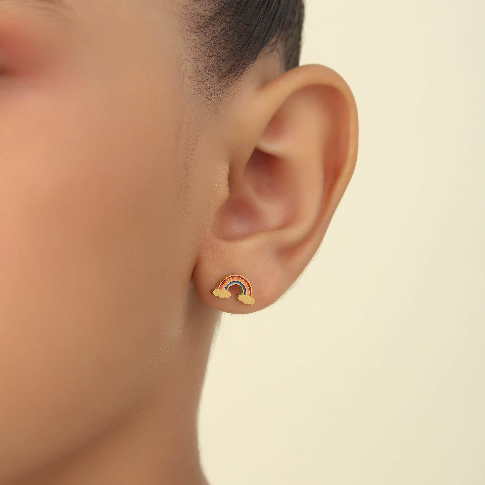 Rainbow Cloud 18K Gold Plated Children's Earrings - Twisty Locks  - Kids and Women Hair Accessories, Fashion Clothing and Jewellery India