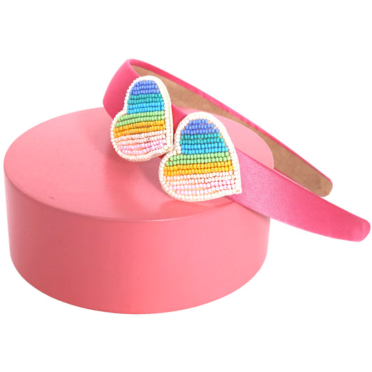 Rainbow Hearts Hairband - Twisty Locks  - Kids Hair Accessories India