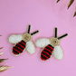 Red Bee Embroidered Hair Clips Set - Twisty Locks  - Kids and Women Hair Accessories, Fashion Clothing and Jewellery India