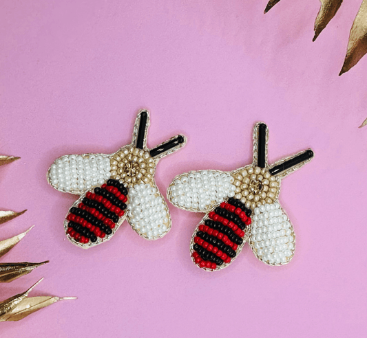 Red Bee Embroidered Hair Clips Set - Twisty Locks  - Kids Hair Accessories India
