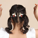 Red Bee Embroidered Hair Clips Set