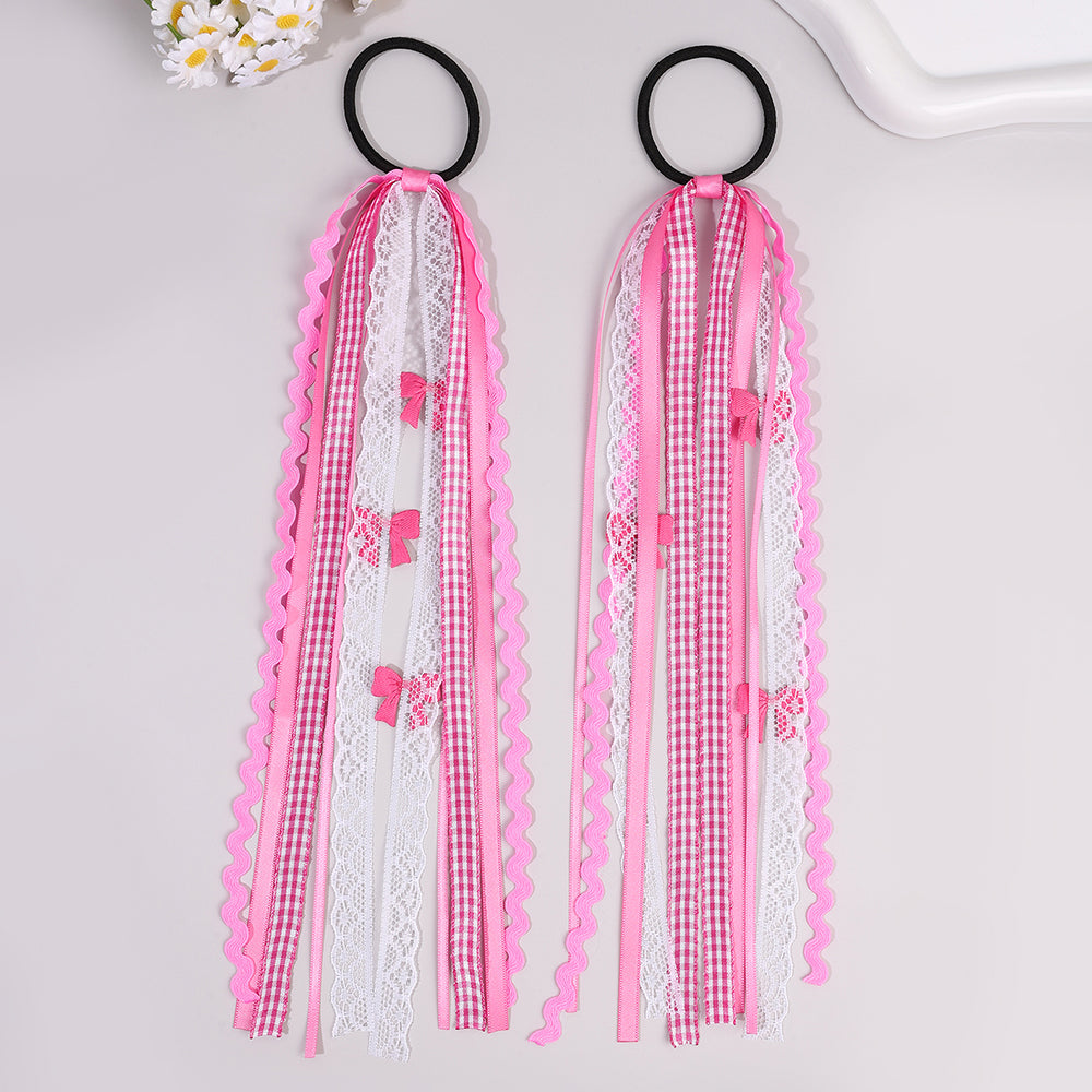 Ribbon Lace Tail Hair Ties Set of 2 - Twisty Locks  - Kids and Women Hair Accessories, Fashion Clothing and Jewellery India