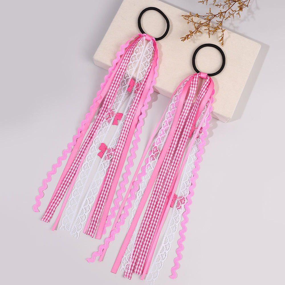 Ribbon Lace Tail Hair Ties Set of 2 - Twisty Locks  - Kids and Women Hair Accessories, Fashion Clothing and Jewellery India