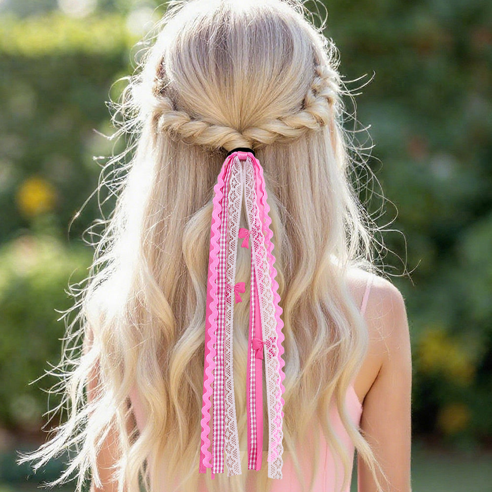 Ribbon Lace Tail Hair Ties Set of 2 - Twisty Locks  - Kids and Women Hair Accessories, Fashion Clothing and Jewellery India