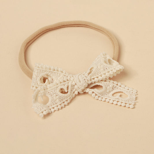 Heart Lace Baby Headband Beige - Twisty Locks  - Kids and Women Hair Accessories, Fashion Clothing and Jewellery India