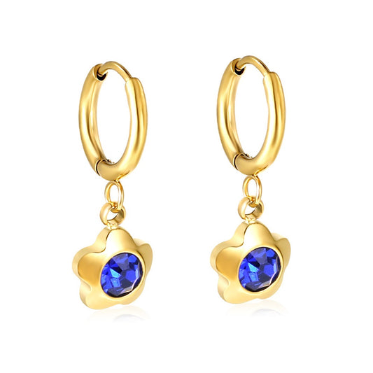 Sapphire Flower 18K Gold Plated Children's Hoops - Twisty Locks  - Kids and Women Hair Accessories, Fashion Clothing and Jewellery India